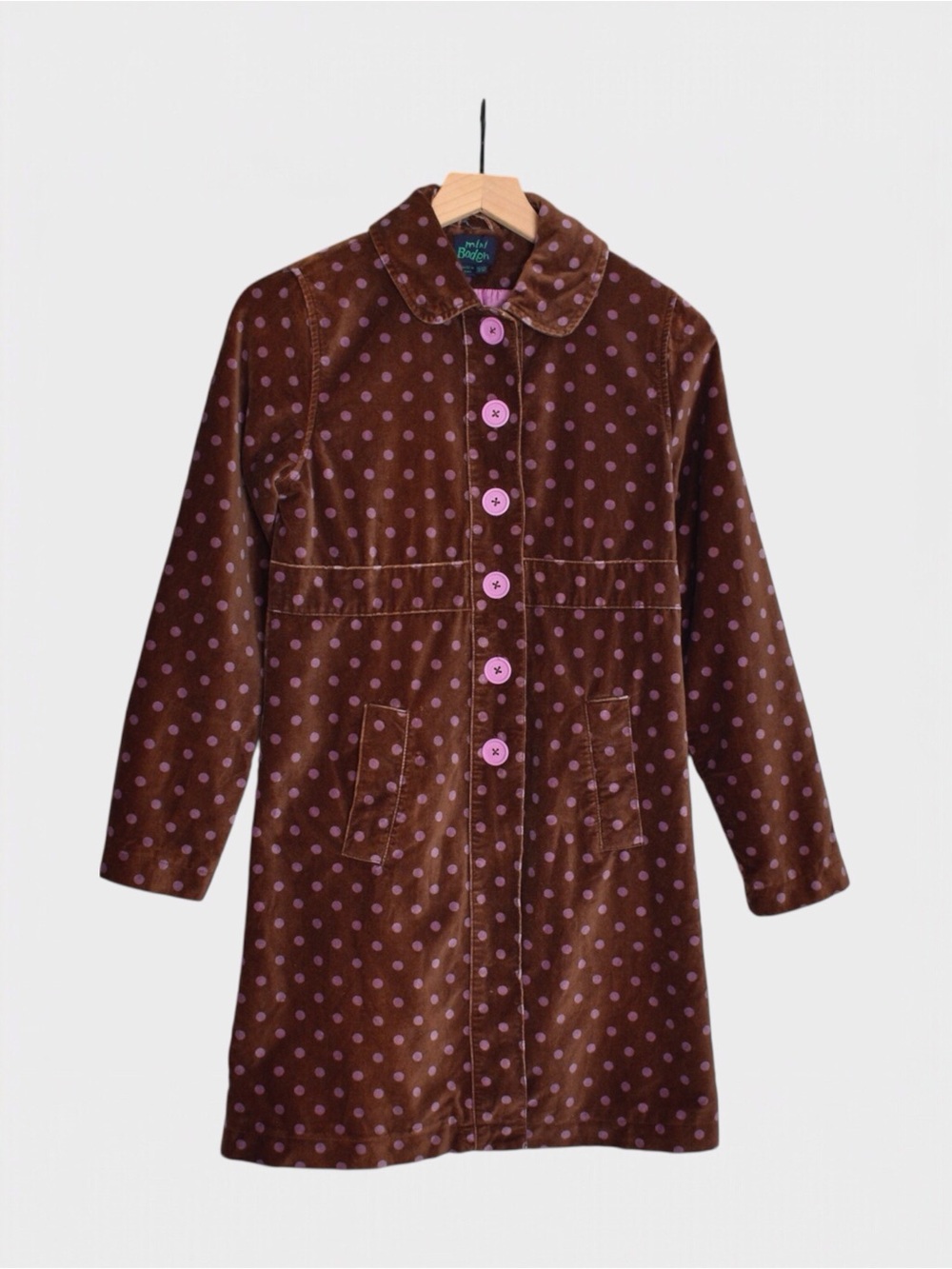 Mini Boden Velvet Polka Dot Coat